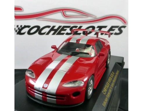 CHRYSLER VIPER GTS-R SALON MODELISMO ROJO RAYAS PLATA REF.E81 FLY