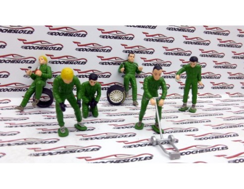 LOTE DE FIGURAS MECANICOS VERDES SCALEXTRIC