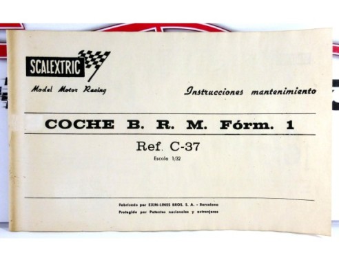 INSTRUCCIONES MANTENIMIENTO B.R.M. FORMULA1 REF.C37 EXIN