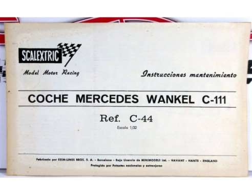 INSTRUCCIONES MANTENIMIENTO MERCEDES WANKEL C111 REF.C44 EXIN